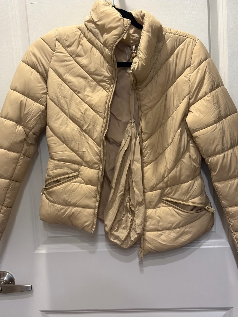 Women's Quilted Puffer Jacket in Cream